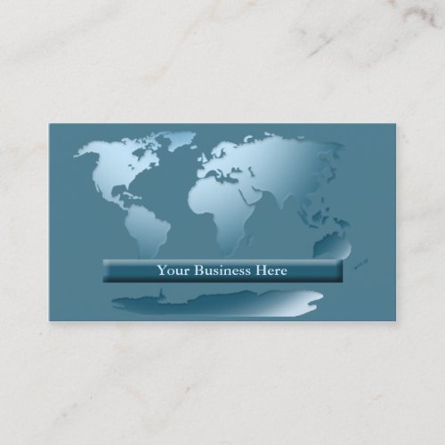 World Map Ocean Blue Business Card 1