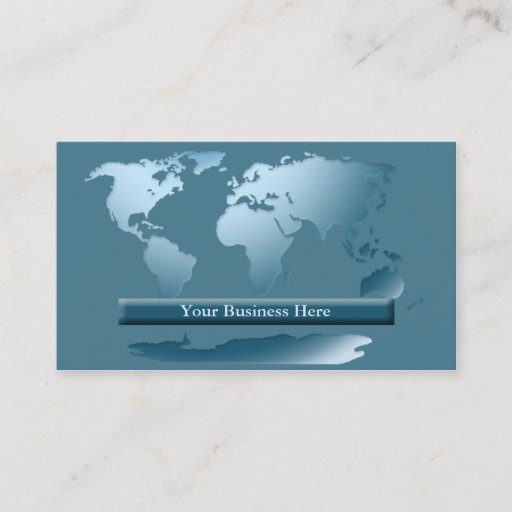 Customizable World Map Ocean Blue Business Card 1