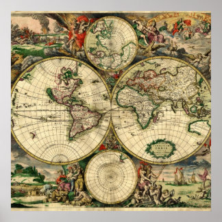 World Map of 1689 Gifts Poster