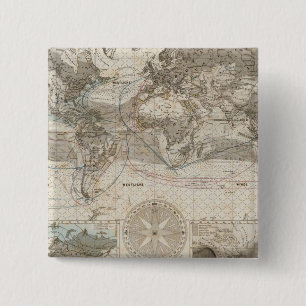 World map of Air Flow Pinback Button