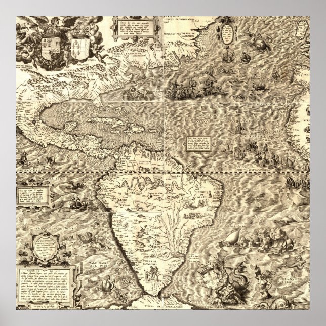 World Map of America by Diego Gutiérrez Poster (Front)