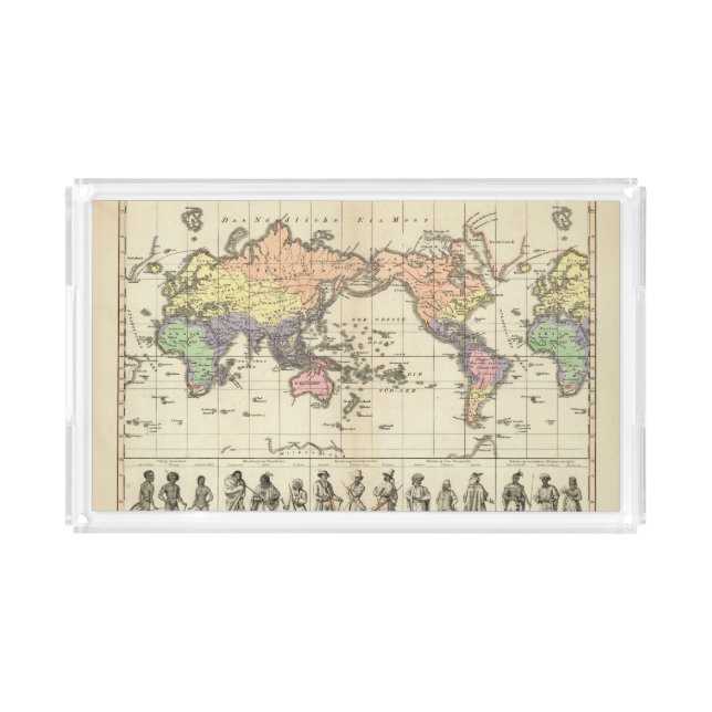 World Map of Clothing Styles Acrylic Tray (Front)