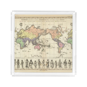World Map of Clothing Styles Acrylic Tray