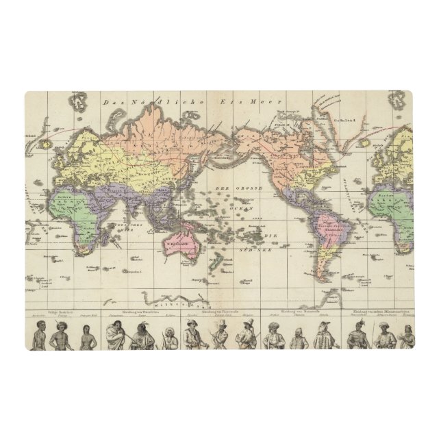 World Map of Clothing Styles Placemat (Front)