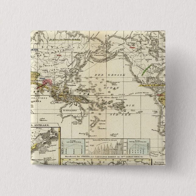 World Map of Diseases Button (Front)