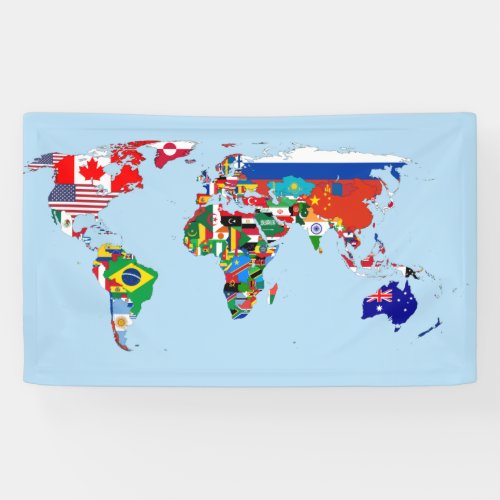 World Map of Flags Banner