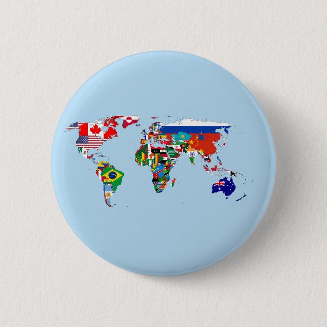 World Map of Flags  Button (Front)