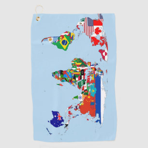 World Map of Flags Golf Towel