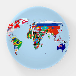 World Map of Flags Paperweight