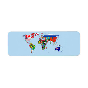 World Map of Flags Return Address Label