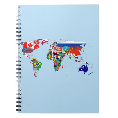 World Map of Flags Spiral Photo Notebook