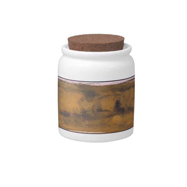 World Map of Mars Red Planet by Satellite  Candy Jar (Front)