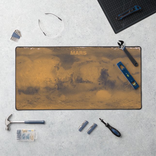 World Map of Mars Red Planet by Satellite  Desk Mat (Workstation)