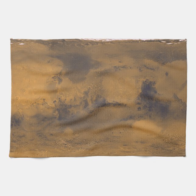 World Map of Mars Red Planet by Satellite  Kitchen Towel (Horizontal)