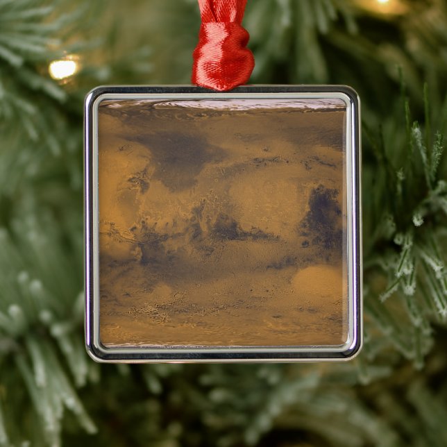 World Map of Mars Red Planet by Satellite  Metal Ornament (Tree)