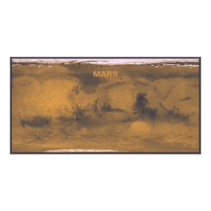 World Map of Mars Red Planet by Satellite  Photo Print