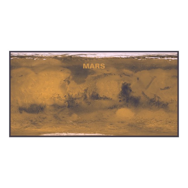 World Map of Mars Red Planet by Satellite  Photo Print (Front)