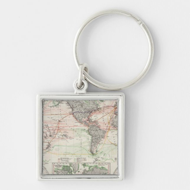 World Map of Ocean Currents Keychain (Front)