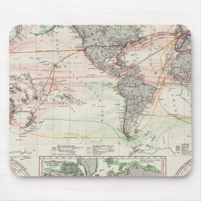 World Map of Ocean Currents Mouse Pad (Front)