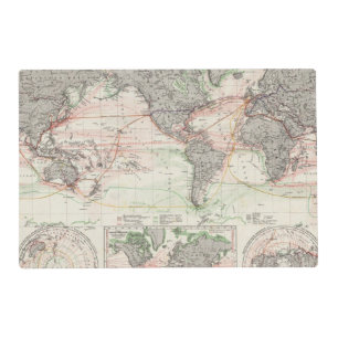 World Map of Ocean Currents Placemat