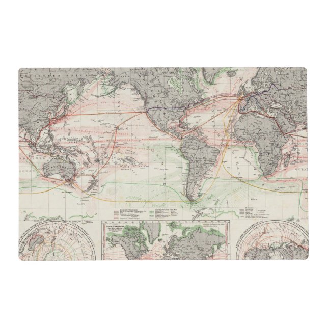 World Map of Ocean Currents Placemat (Front)