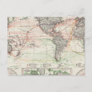 World Map of Ocean Currents Postcard