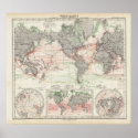 World Map of Ocean Currents poster