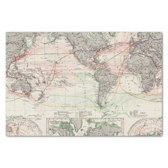 World Map of Ocean Currents Tissue Paper