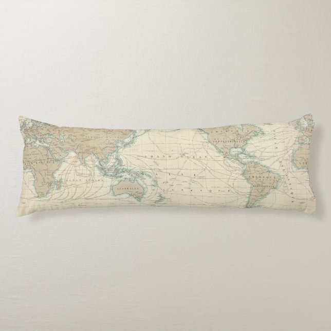 World Map of the Shipping Canals Body Pillow (Front)