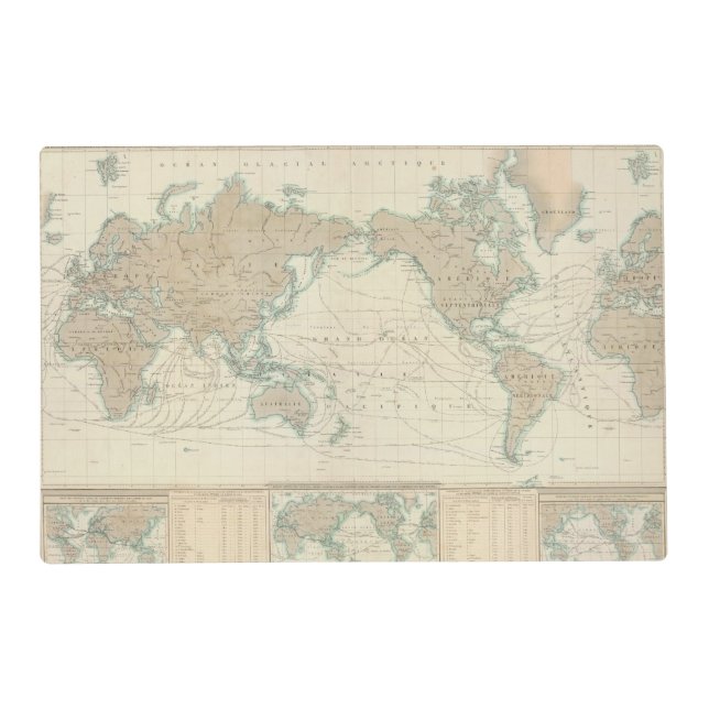 World Map of the Shipping Canals Placemat (Front)