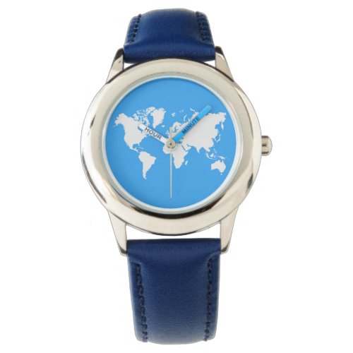 World map on a wristwatch