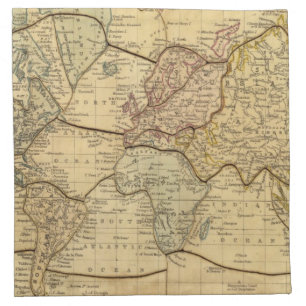 World map on Mercators Projection Cloth Napkin