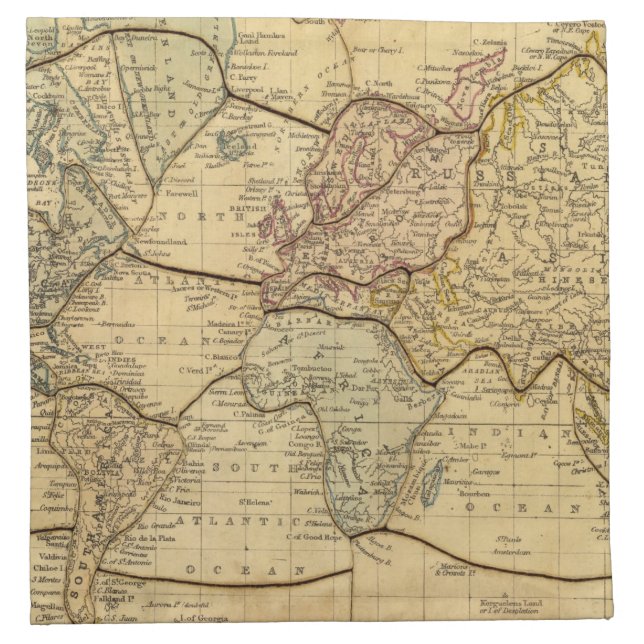 World map on Mercators Projection Cloth Napkin (Front)