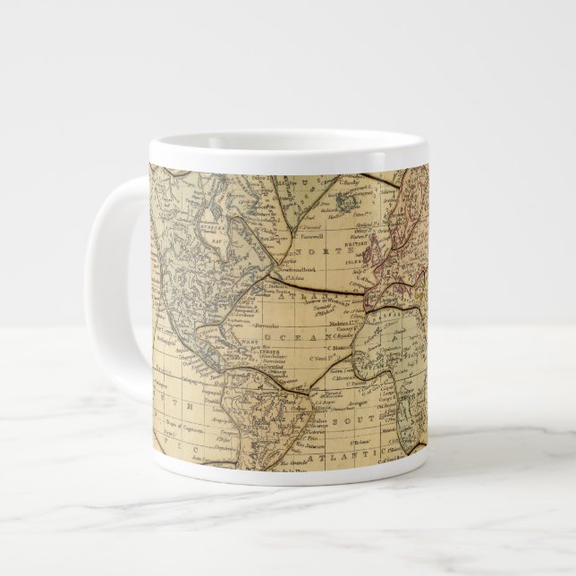 World map on Mercators Projection Giant Coffee Mug (Front Left)