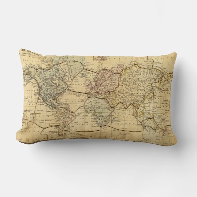 World map on Mercators Projection Lumbar Pillow (Front)