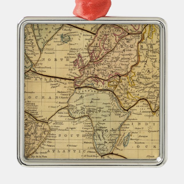 World map on Mercators Projection Metal Ornament (Front)