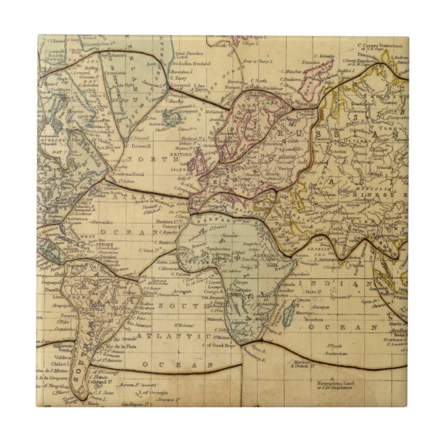 World map on Mercators Projection Tile (Front)