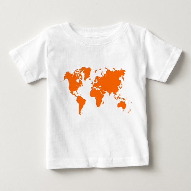 World Map - Orange Baby T-Shirt (Front)