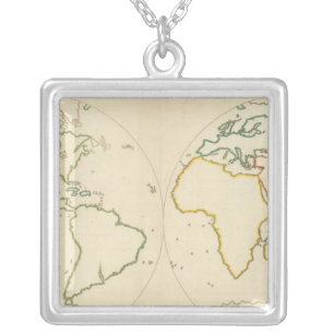 World Map Outline 2 Silver Plated Necklace