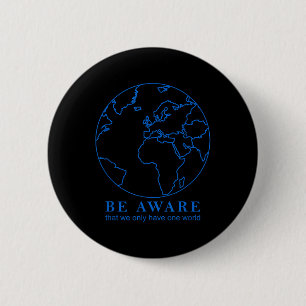 World Map Outline Environmental Protection Nature Button