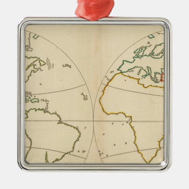 World Map Outline Metal Ornament (Front)