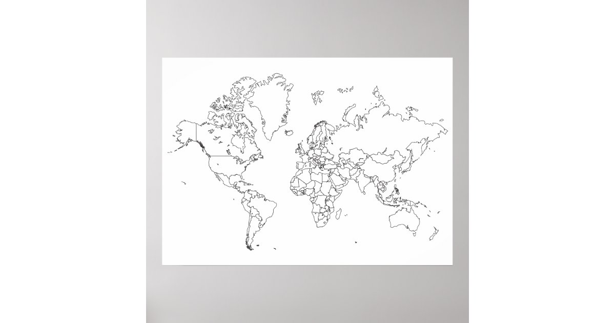 World Map Outline Poster Zazzle Com