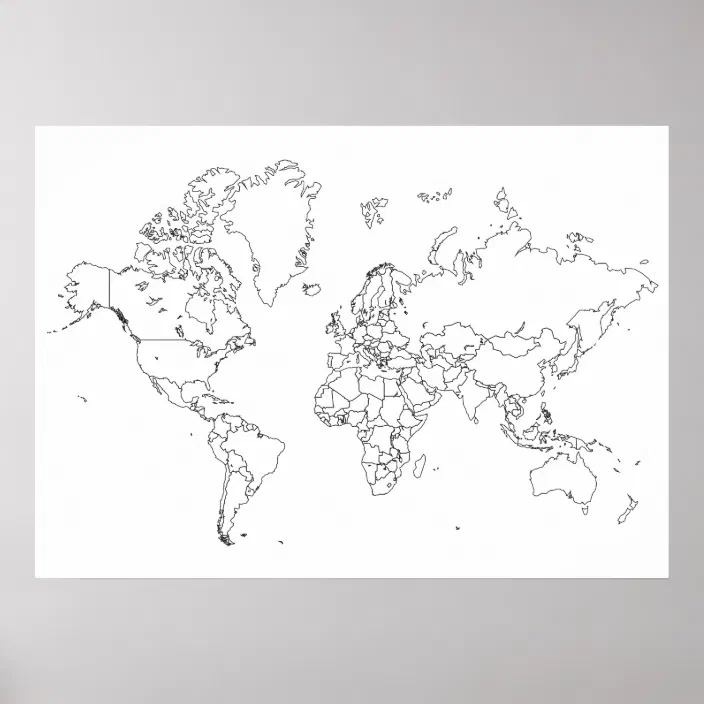 World Map Outline Poster Zazzle Com