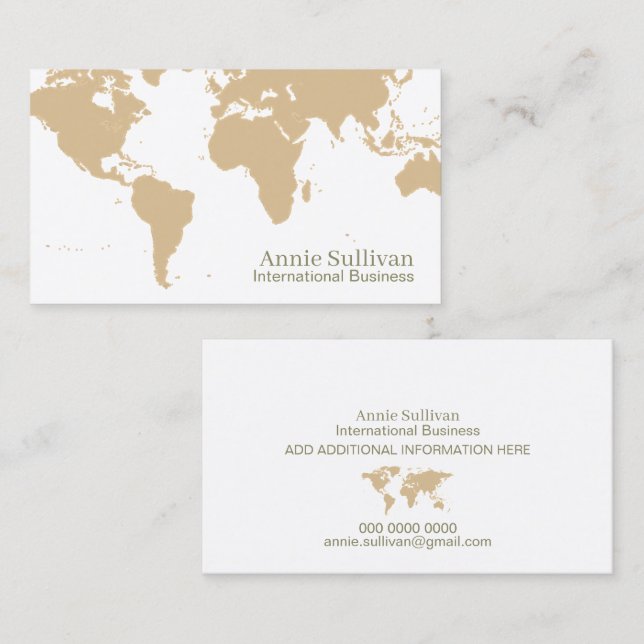 World Map Oversized International Business White Business Card (Front/Back)