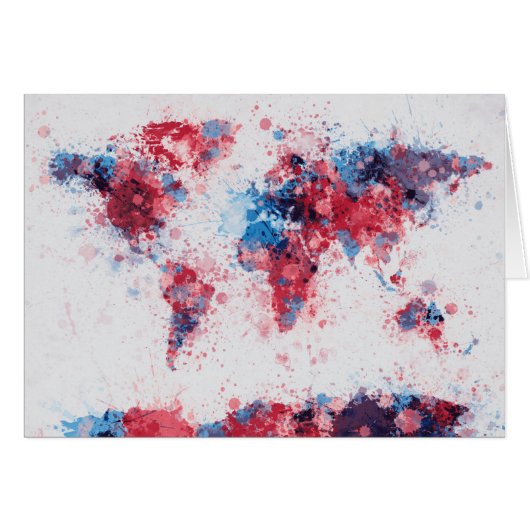 World Map Paint Splashes Cards (Front Horizontal)