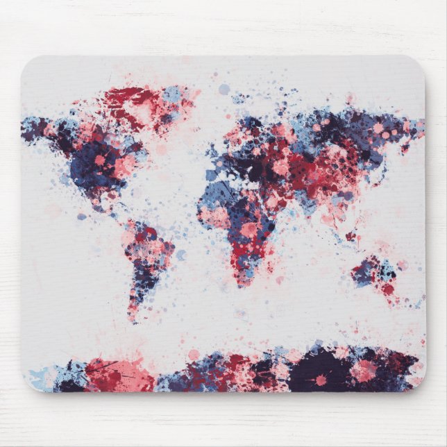 World Map Paint Splashes Mouse Pad (Front)