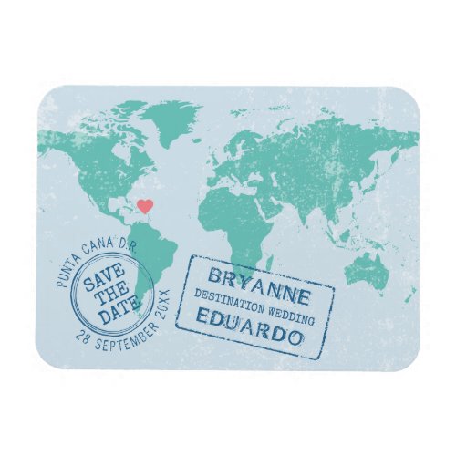 World Map Passport EDITABLE COLOR Save the Date Magnet