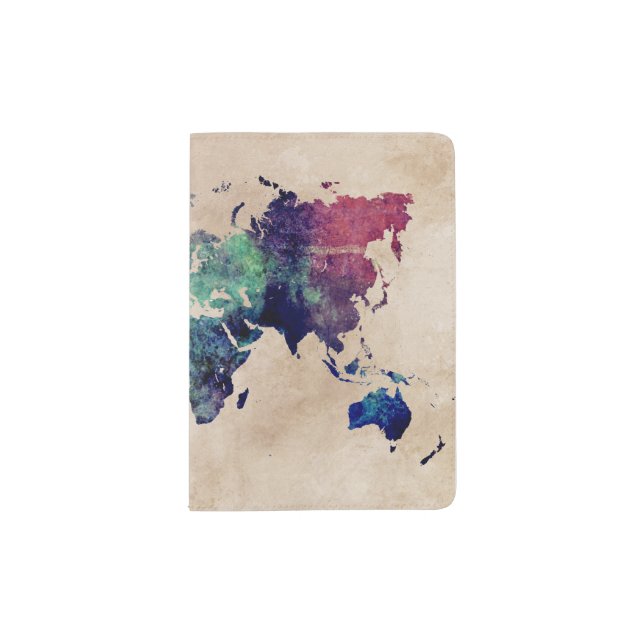 world map passport holder (Front)