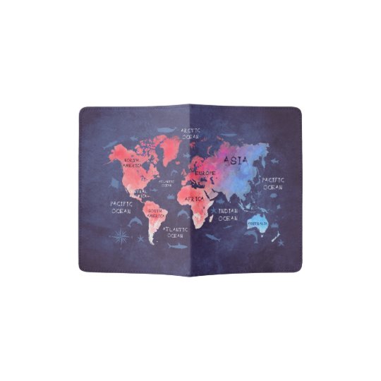 world map Passport Holder