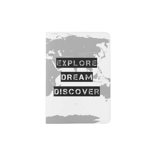 World Map Passport Holder with quote (Front)